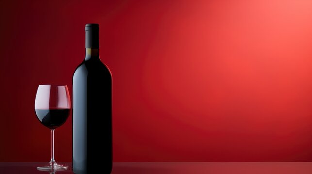 Bottle Red Wine On Colored Background, Background Image,Valentine Background Images, Hd