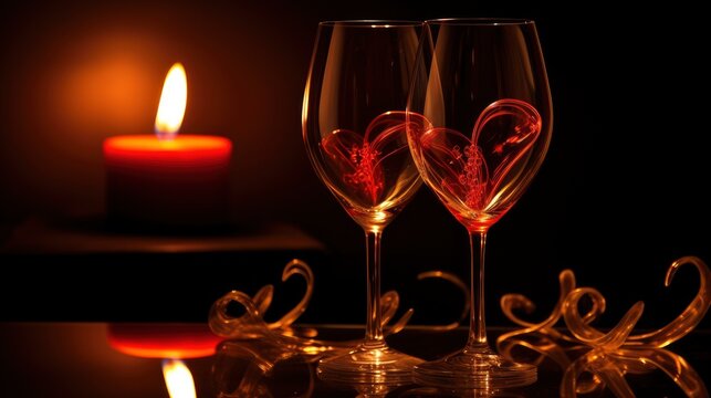 Burning Candles Wine Glasses Gifts Valentines , Background Image,Valentine Background Images, Hd
