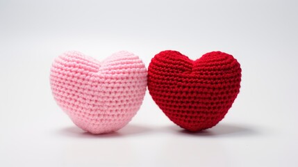 Crocheted Amigurumi Pink Red White Hearts, Background Image,Valentine Background Images, Hd