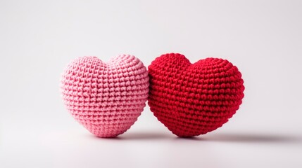 Crocheted Amigurumi Pink Red White Hearts, Background Image,Valentine Background Images, Hd