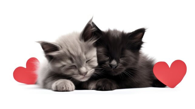 Couple Sleeping Kittens Love On Valentine, Background Image,Valentine Background Images, Hd