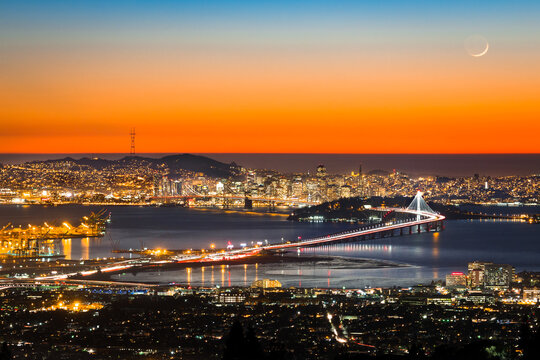 San Francisco Bay from Oakland / Berkeley during Beautiful Sunset