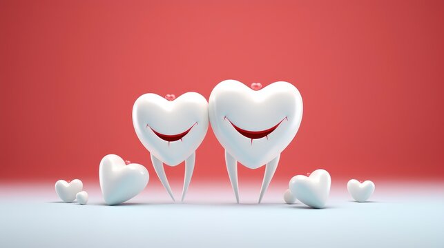 White Happy Teeth Celebrating Valentines Day , Background Image,Valentine Background Images, Hd