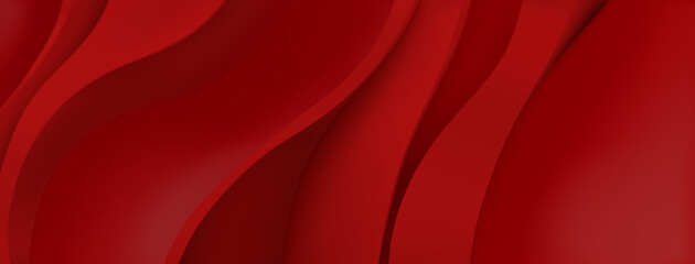 Abstract background with wavy folds in red colors