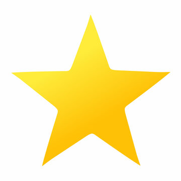 Single gold yellow star icon isolates on white background.