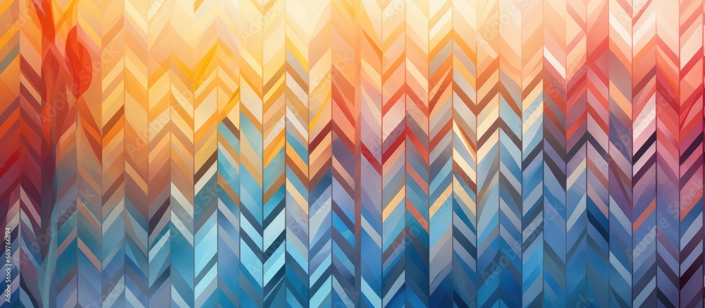 Poster abstract multicolor chevron pattern with tree branches for digital printing