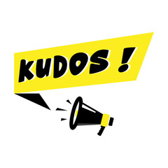  Megaphone with kudos speech bubble. Loudspeaker. Banners for business, marketing, industry, recruitment, advertising, announcements and others. With a simple and clear appearance.