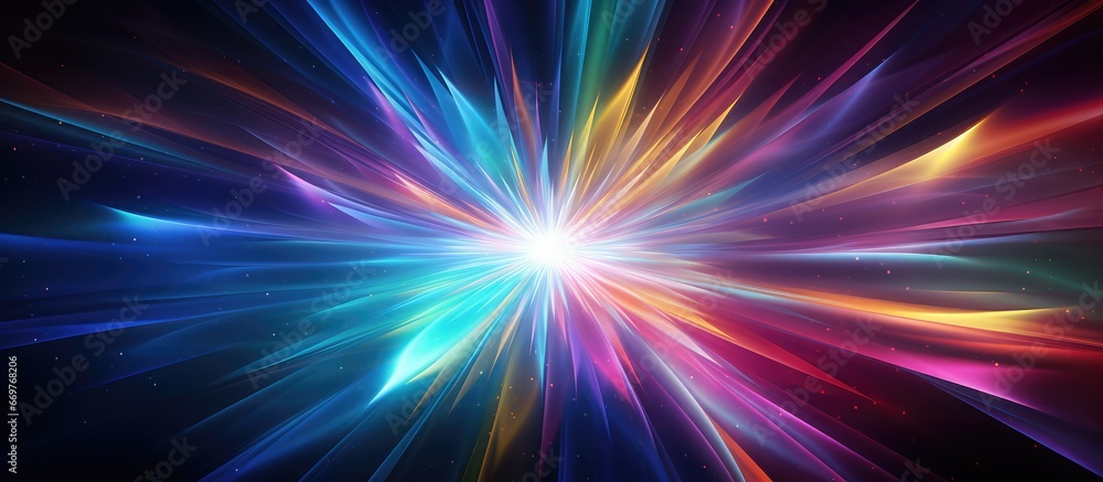 Poster Glossy multicolored fractal star in a vibrant abstract background