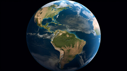 North America on planet Earth. 3D illustration with detailed planet surface. generativa IA