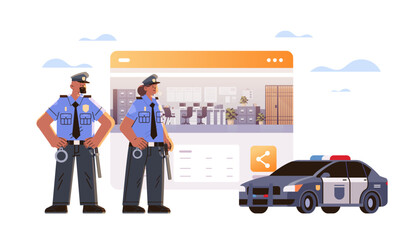 policemen in uniform officers men cops standing together police service happy labor day celebration concept horizontal
