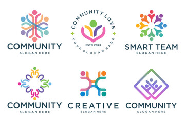 community teamwork logo icon set design vector.