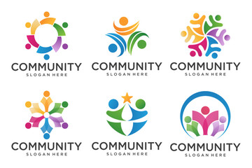 modern team communication logo icon set , symbol of community ,teamwork, family,and business group.