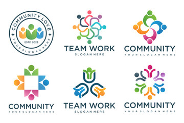 teamwork people community logo icon design vector