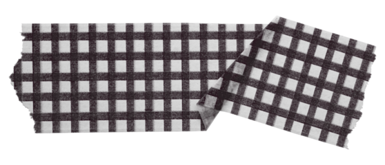 black patterned sticker paper tape isolated on transparent background.