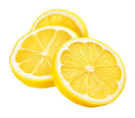 Slices of lemon, isolated on a transparency background, in the style of professional food photography, side-view low-angle photo - Generative AI