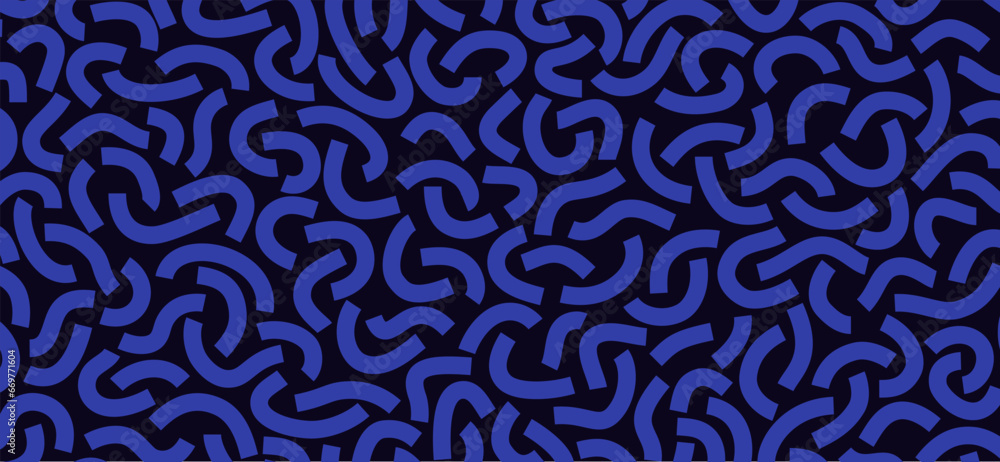 Poster monochrome doodle pattern. funny monochrome pattern. curved blue lines