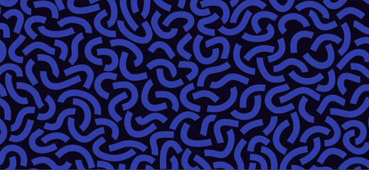 Monochrome doodle pattern. Funny monochrome pattern. Curved blue lines