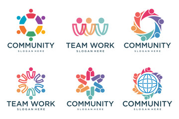 global community logo icon set symbol of community ,teamwork, family,and business group.