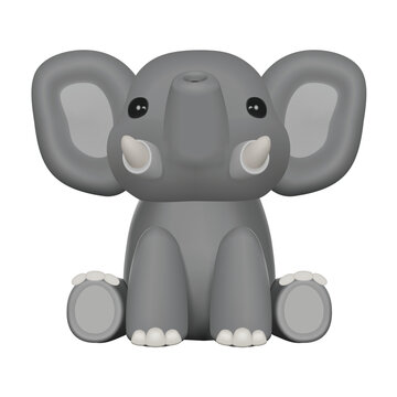 Cute 3D Vector Character Elephant Toy 
