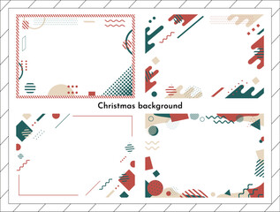 クリスマスカラーのレトロ幾何学フレームセット