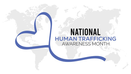 Vector illustration on the theme of National Human trafficking Awareness Month observed each year during January.banner, Holiday, poster, card and background design.