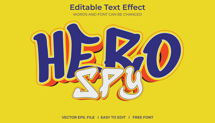 3d  editable text effect Hero spy, perfect for branding or poster purposes.