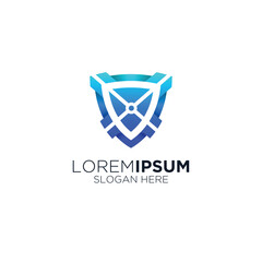 modern sturdy shield logo design