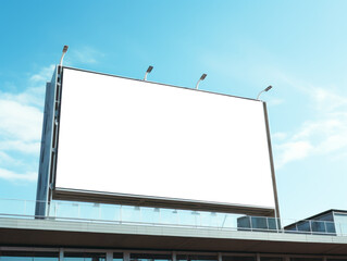 Obraz premium Mockup blank placard. Modern design outdoor constraction. Empty building billboard mock up template poster. Street ad exterior. Ai generative illustration