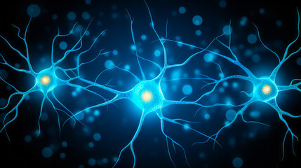 Obraz premium Brain stimulation activity with neuron close-up microscpoe illustration. Neurology, cognition, neuronal network, psychology, neuroscience scientific concepts. Ai generative