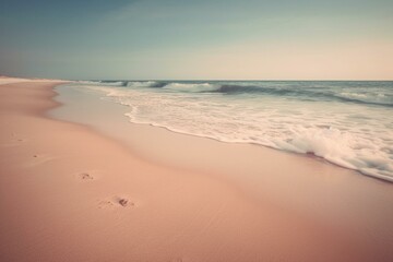 A serene beach backdrop with a gentle gradient of colors. Generative AI