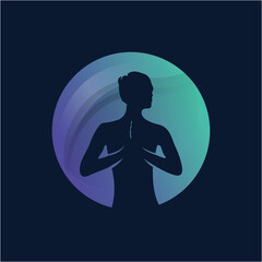 gradient yoga woman silhouette illustration
