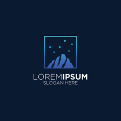 modern blue mountain landscape logo