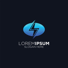 modern blue lightning light company logo