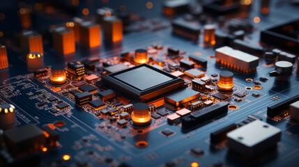 Fototapeta na wymiar Closeup background of motherboard. Circuit cpu microchip digital. Ai generative illustration