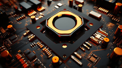 Fototapeta na wymiar Closeup background of motherboard. Circuit cpu microchip digital. Ai generative illustration