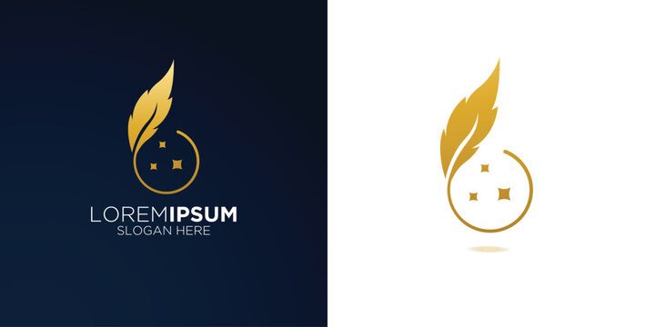 elegant gold feather logo design