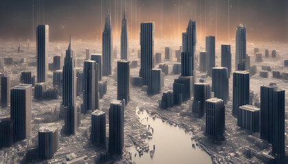 digital abstraction of futuristic city