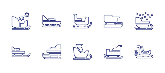 Sleigh line icon set. Editable stroke. Vector illustration. Containing sled, sledge, sleigh.