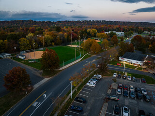 Aerial Drone of Bridgewater New Jersey Sunset 