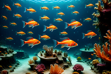 Fototapeta na wymiar coral reef and fish Generative AI