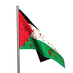 Flag Palestine with Bloody Isolated 3D Rendered