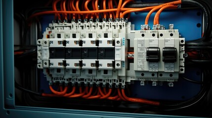Electrical panel, Many socket and electrical relay (switch automatic or electromagnet ) for operated electric circuit of machine or industrial.