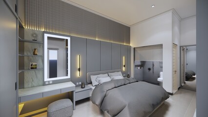 master bedroom interior design minimalis grey