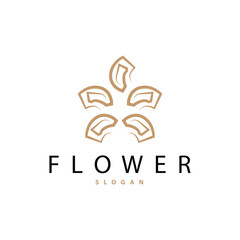Simple Flower Logo, Vector Ornamental Plant Line Design for Business Brand, Template Illustration