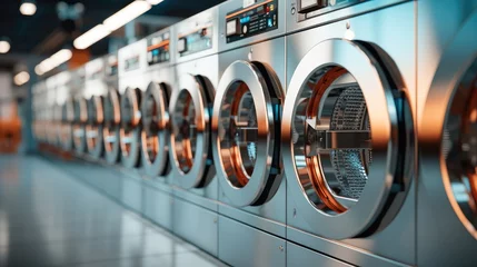Zelfklevend Fotobehang Row of self-service clothes dryer, Laundry machines. © visoot