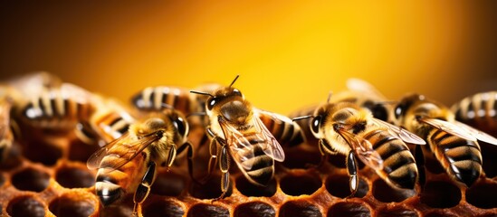 Bees captured in honey frames at apiary