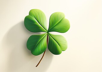 four leaf clover white surface favorite optimistic winner aliased three quarter notes irish genes wearing green one single head being great - obrazy, fototapety, plakaty