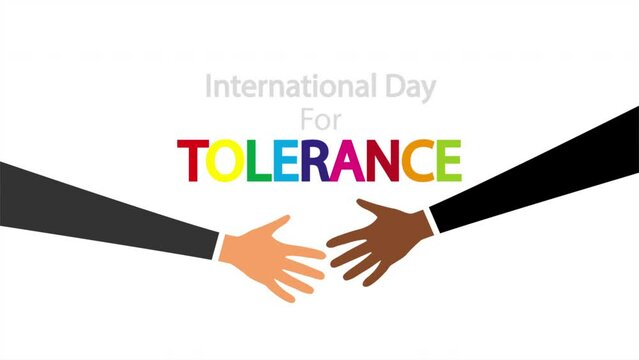 Tolerance International Day handshake, art video illustration.