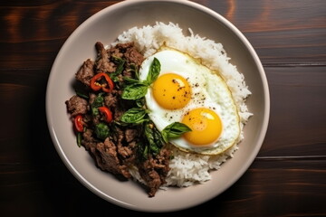minced pork with basil, thai food