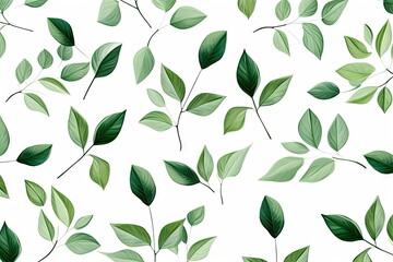 green leaves on white background